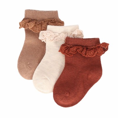 iN ControL 3pack baby sokjes met ruffle - brown