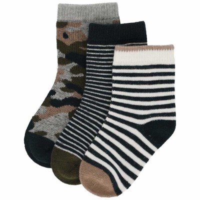 iN ControL 3pack babysokjes ARMY/STRIPE - khaki