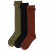 iN ControL 3pack rib kniesokken met ruffle - brown/black/khaki