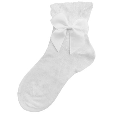 883-2-40 communie socks bow-ruffle WHITE