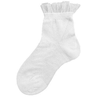 883-2-50 communie socks tule-ruffle WHITE